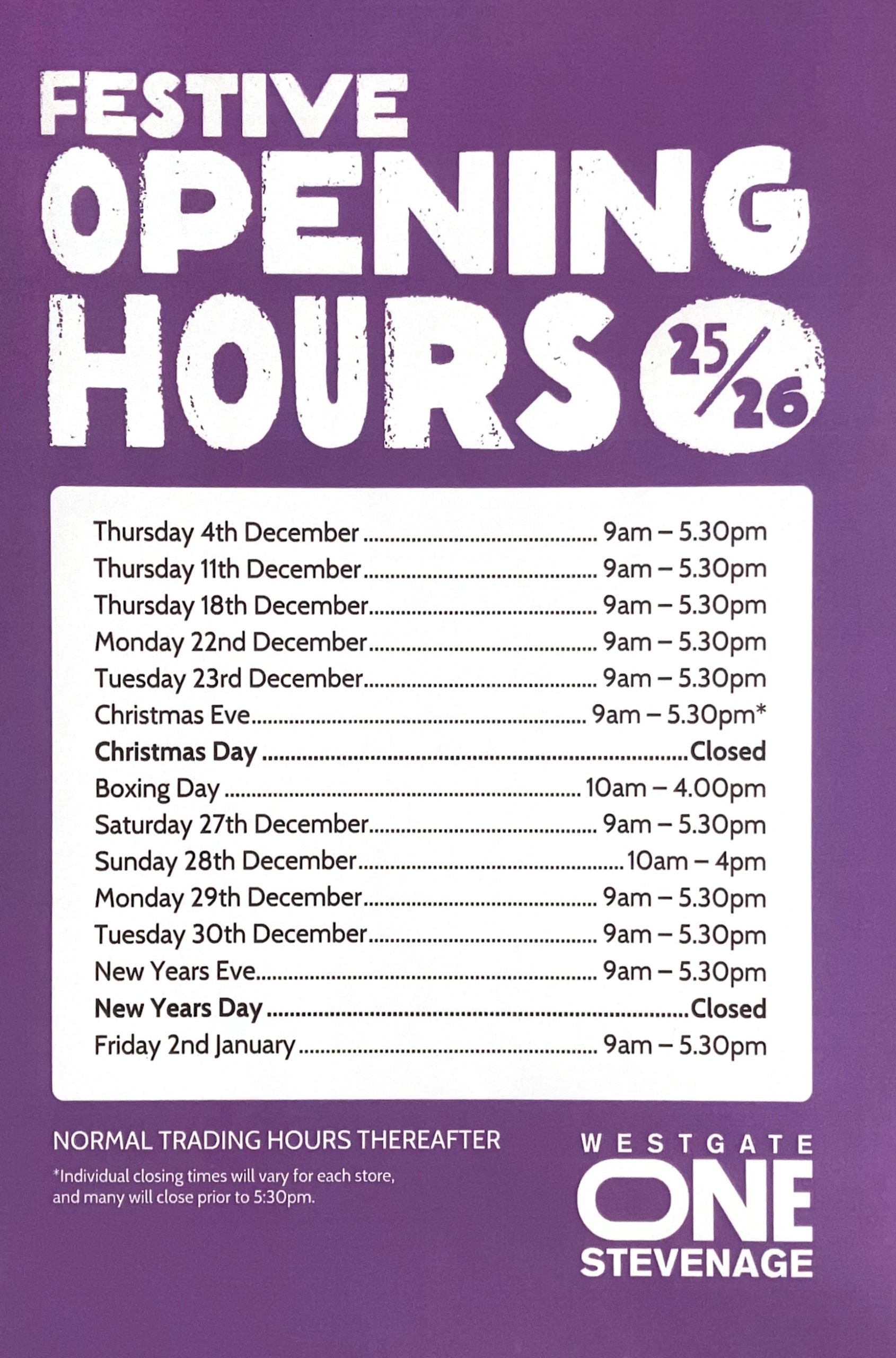 Featured image for “Festive Opening Hours”
